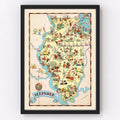 Vintage Map of Illinois 1935