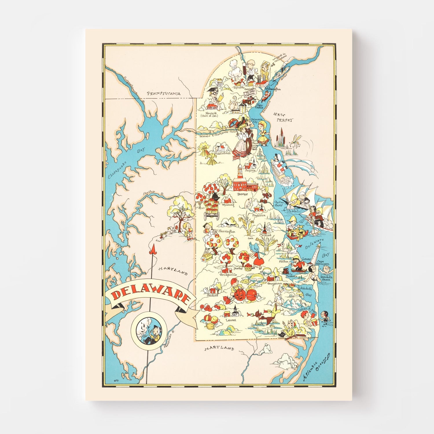 Vintage Map of Delaware 1935