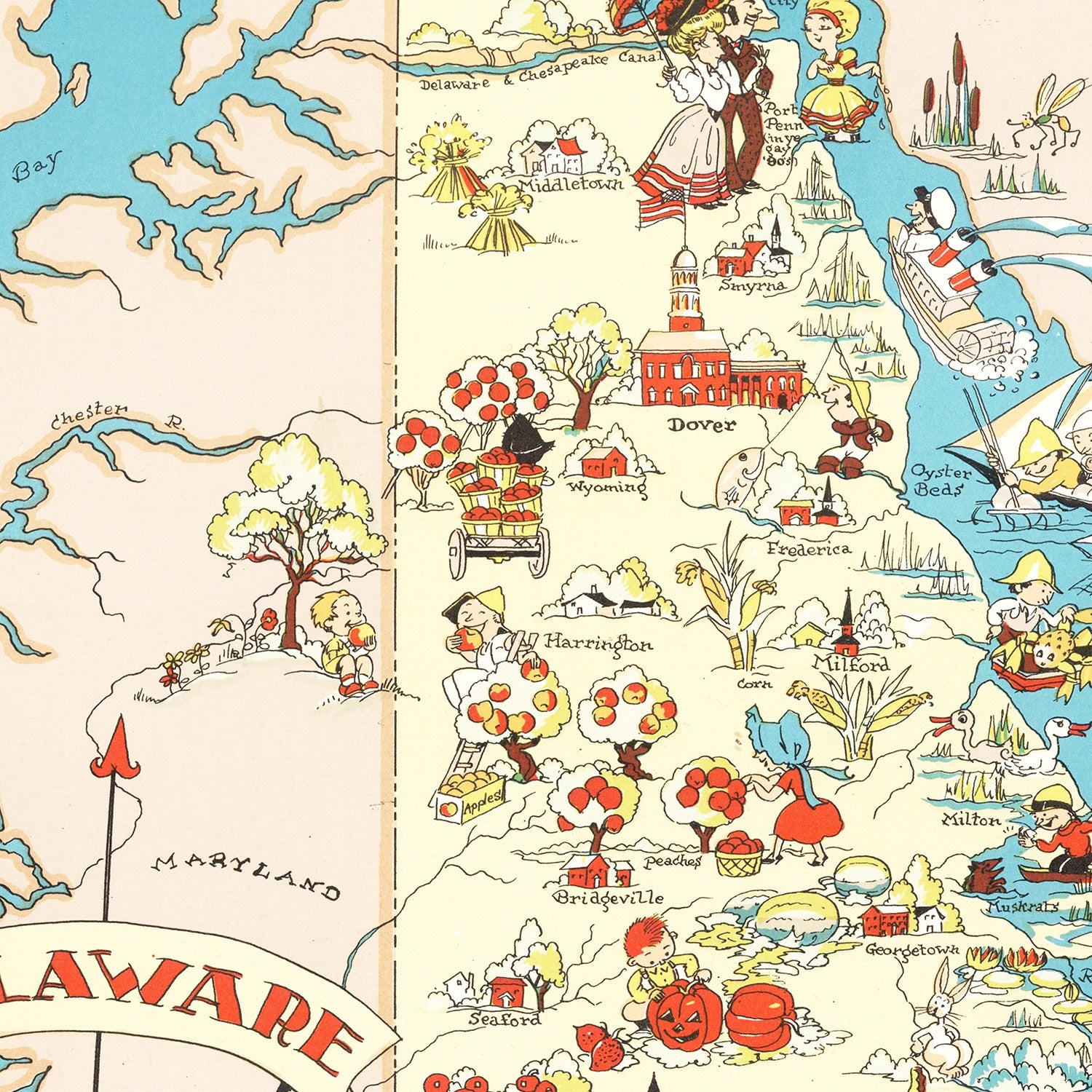 Vintage Map of Delaware 1935