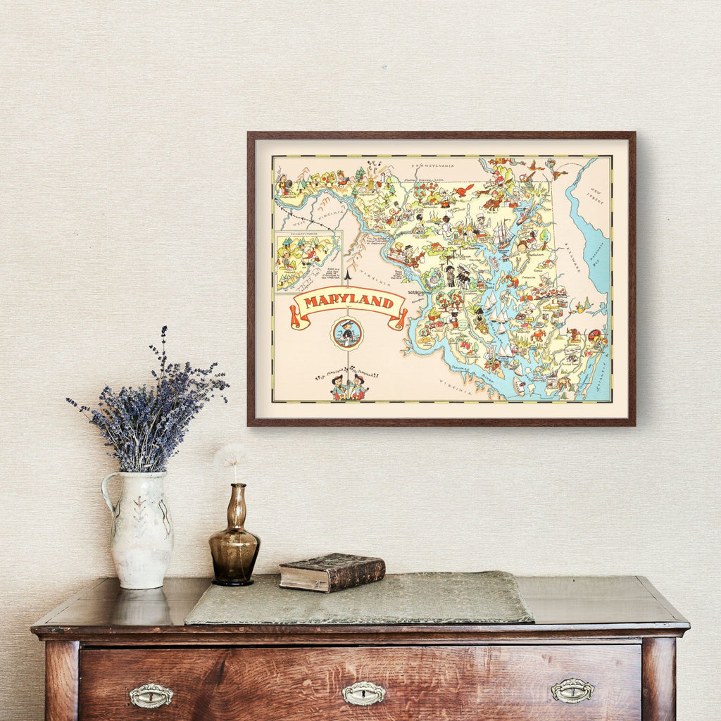 Vintage Map of Maryland 1935
