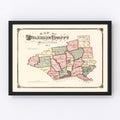 Vintage Map of Delaware County, Pennsylvania 1875