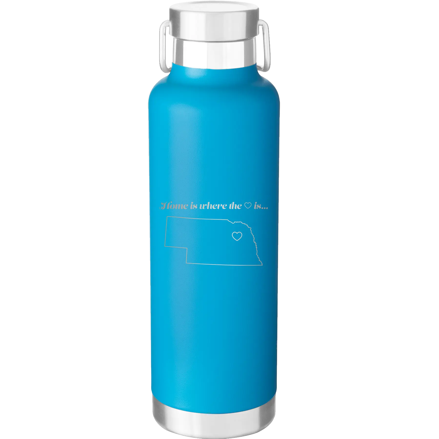 Nebraska Heart 24 oz Water Bottle | Aqua
