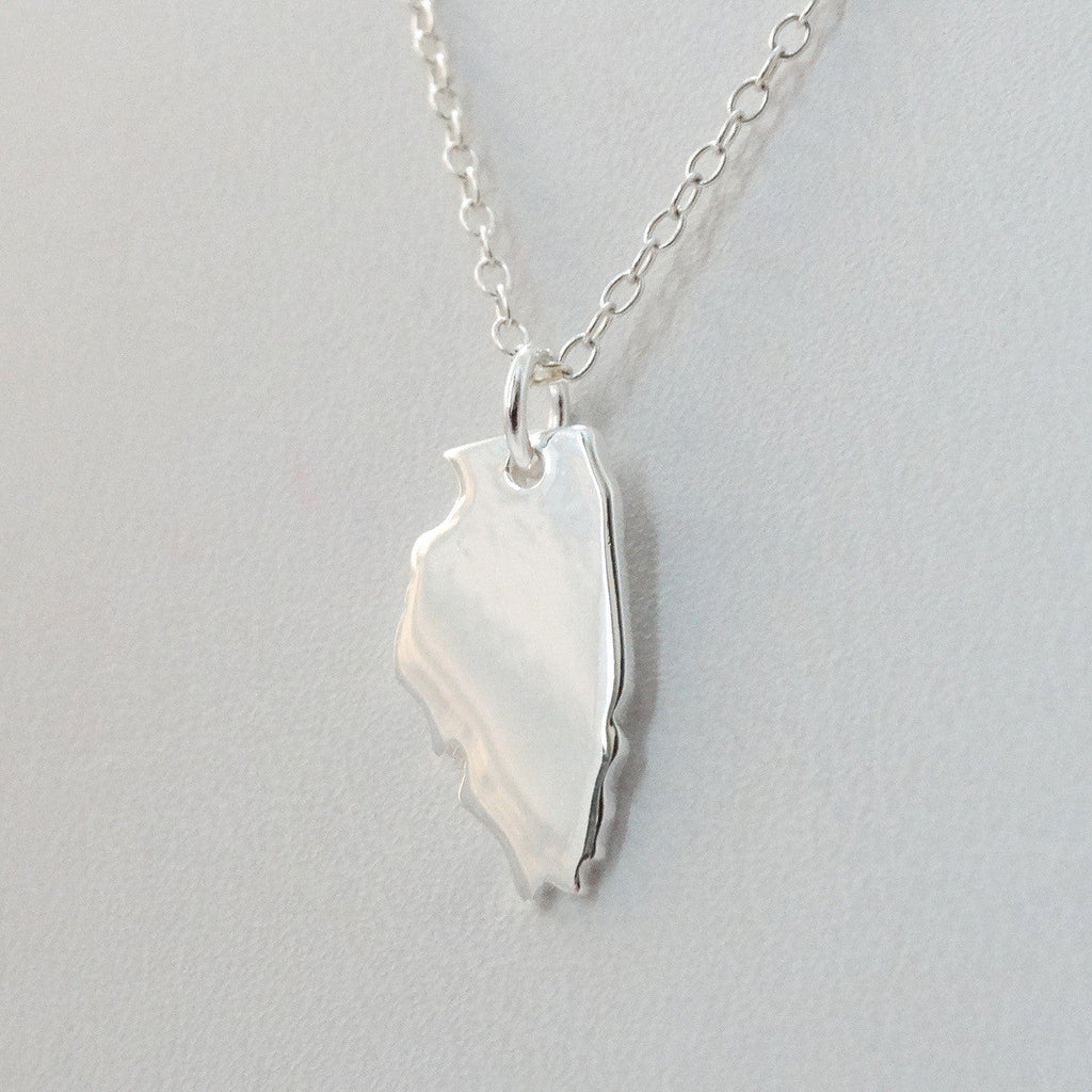 Illinois State Necklace – Sterling Silver IL Charm on 16" Chain