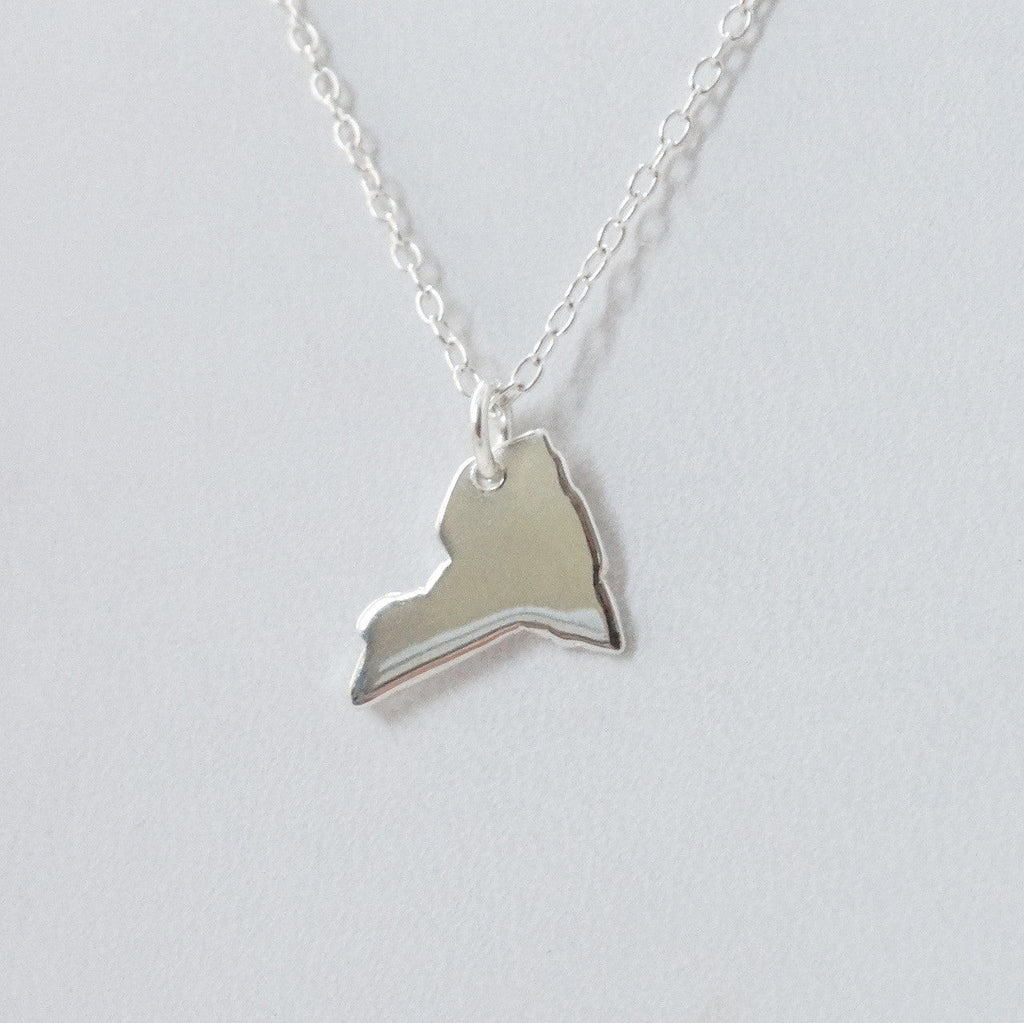 Tiny New York State Necklace – Sterling Silver NY Charm on 16" Chain
