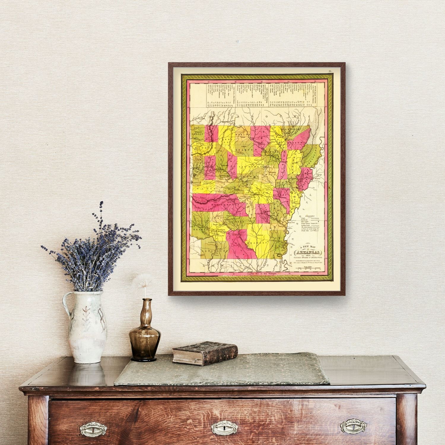 Vintage Map of Arkansas 1847