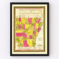 Vintage Map of Arkansas 1847