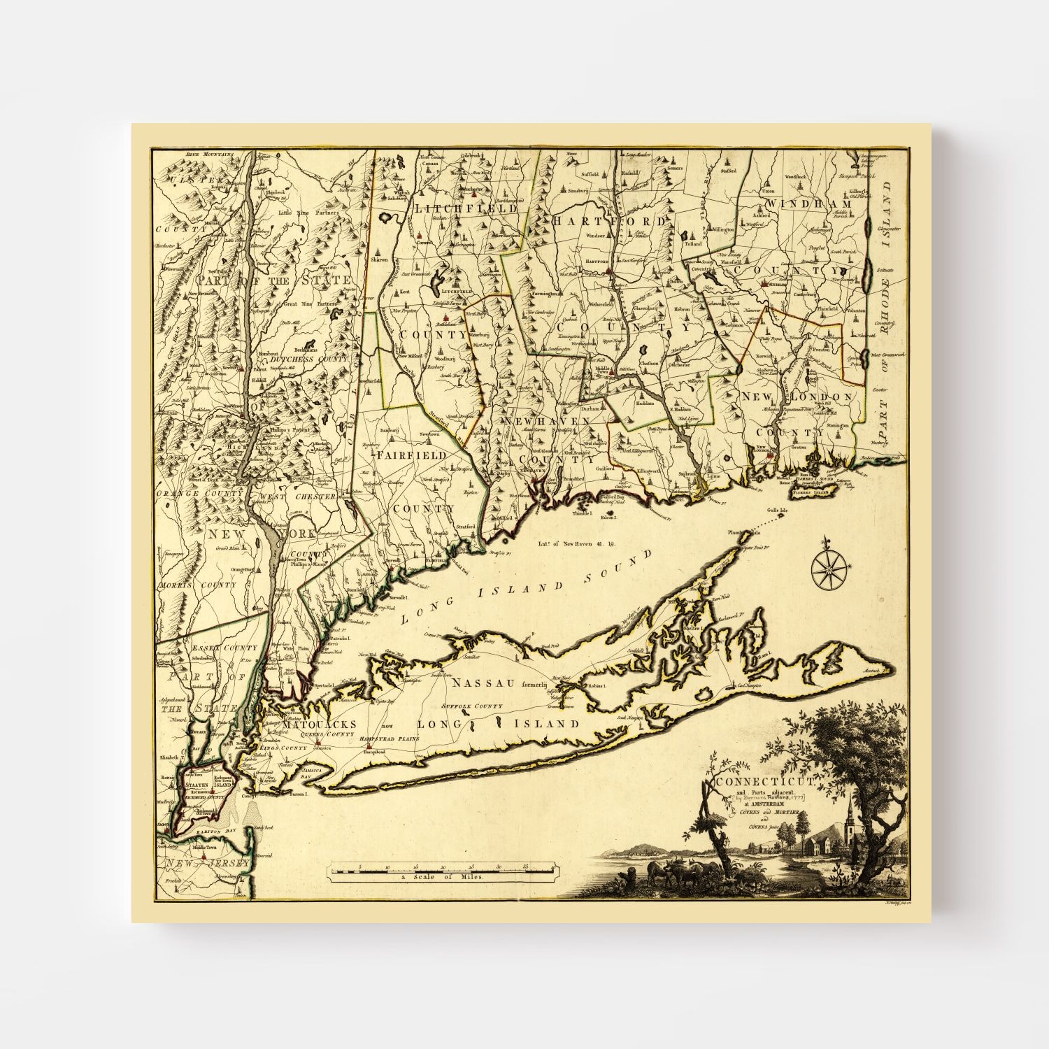 Vintage Map of Connecticut 1780