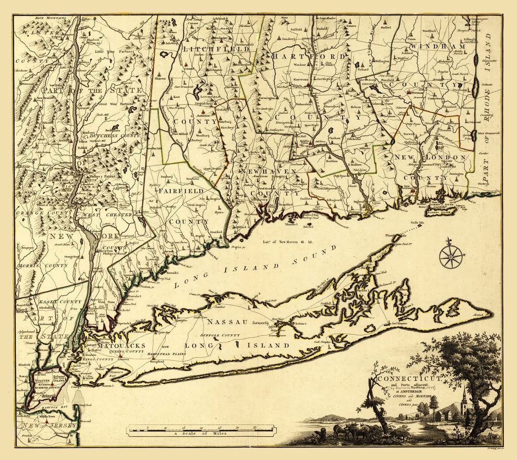 Vintage Map of Connecticut 1780