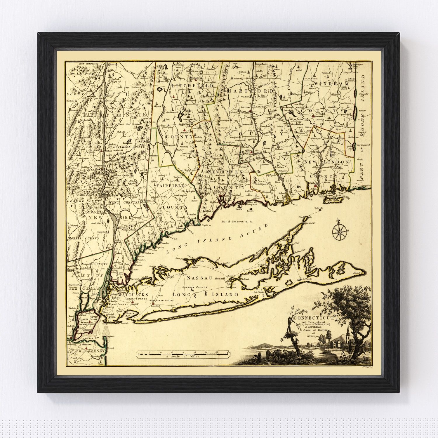 Vintage Map of Connecticut 1780