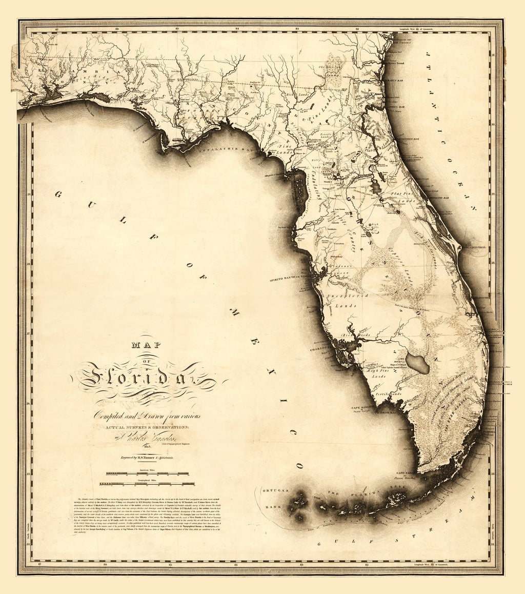 Vintage Map of Florida 1823