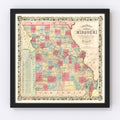 Vintage Map of Missouri 1851