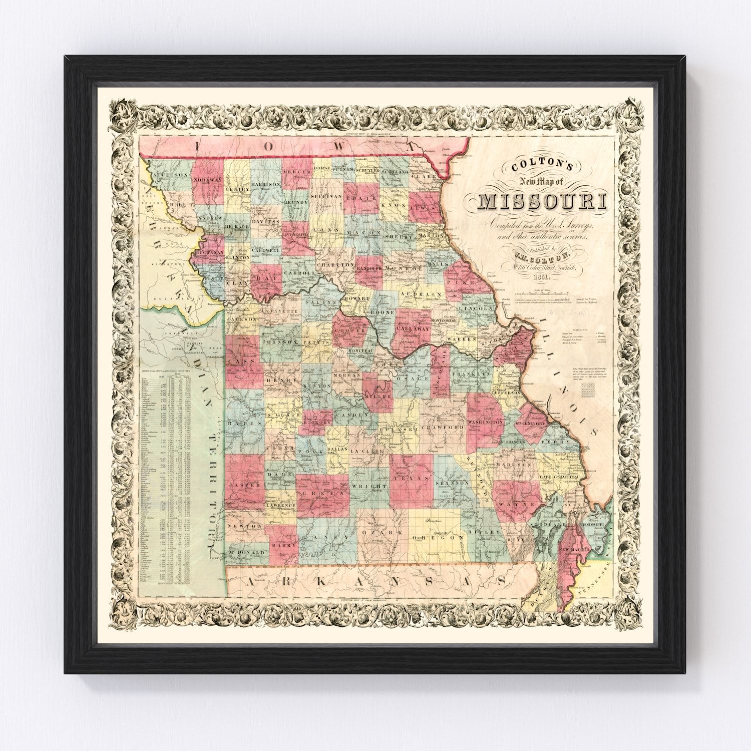 Vintage Map of Missouri 1851
