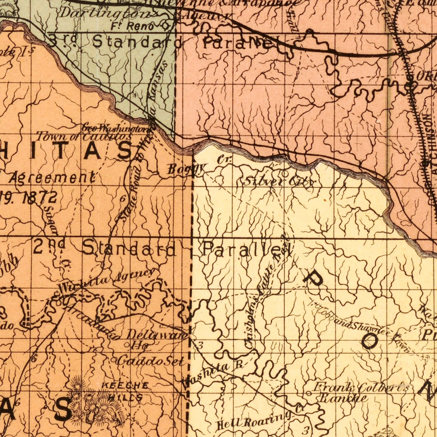 Vintage Map of Oklahoma 1889