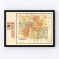 Vintage Map of Oklahoma 1889