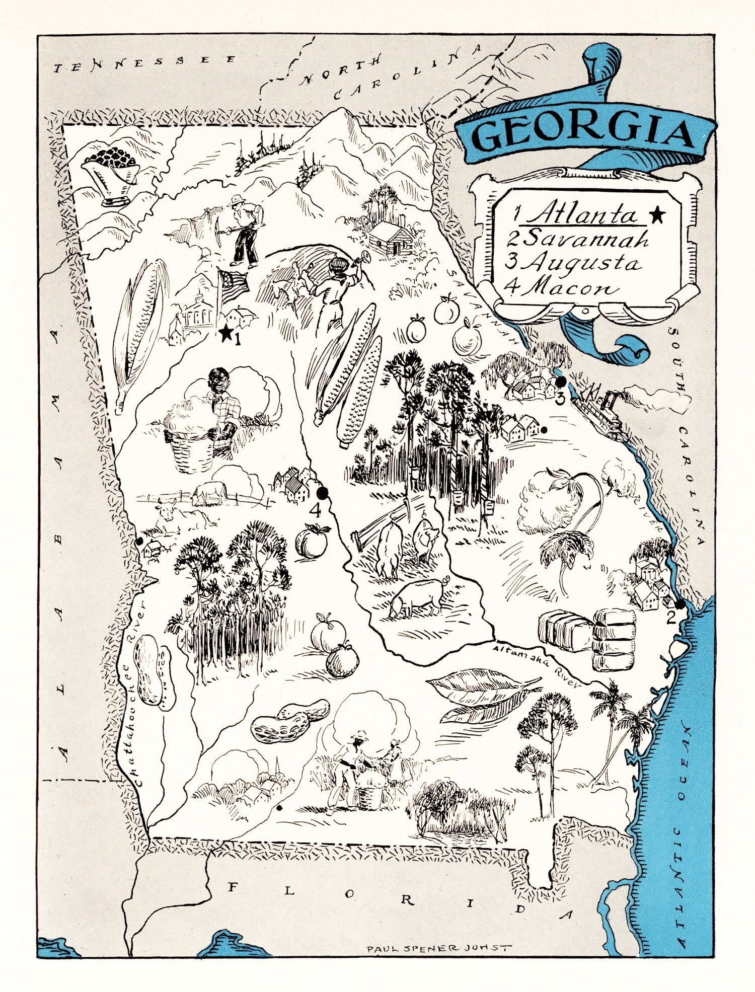 Vintage Map of Georgia 1931