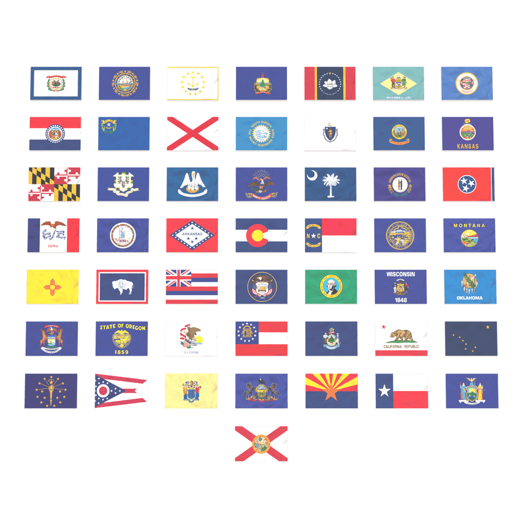 50 State Flags Pack - USA State Flags - Custom Printed 2x3 Tile - Made Using LEGO® Parts