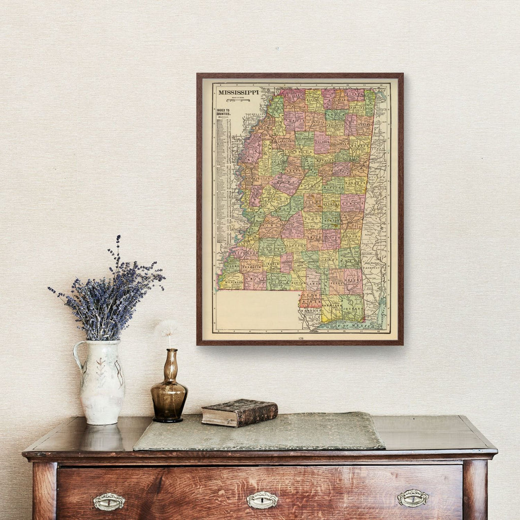 Vintage Map of Mississippi 1909