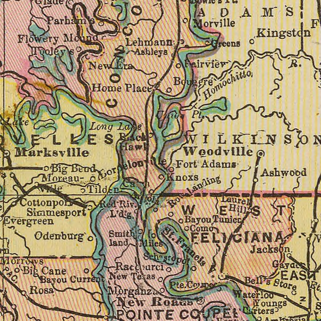 Vintage Map of Louisiana 1909