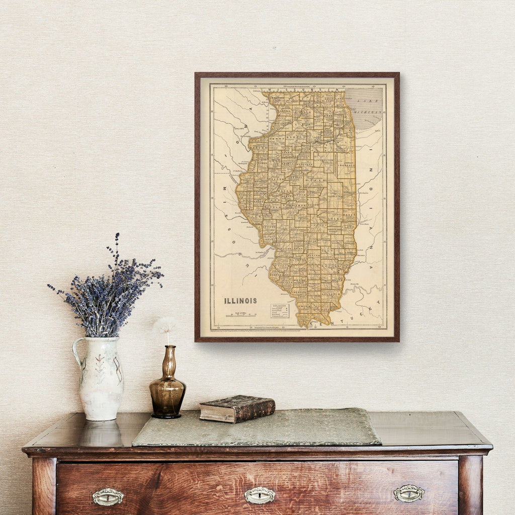 Vintage Map of Illinois 1842