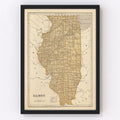 Vintage Map of Illinois 1842