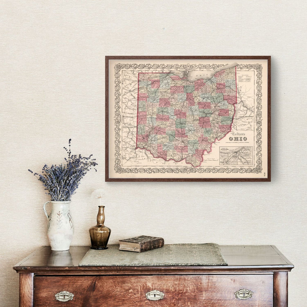 Vintage Map of Ohio 1861