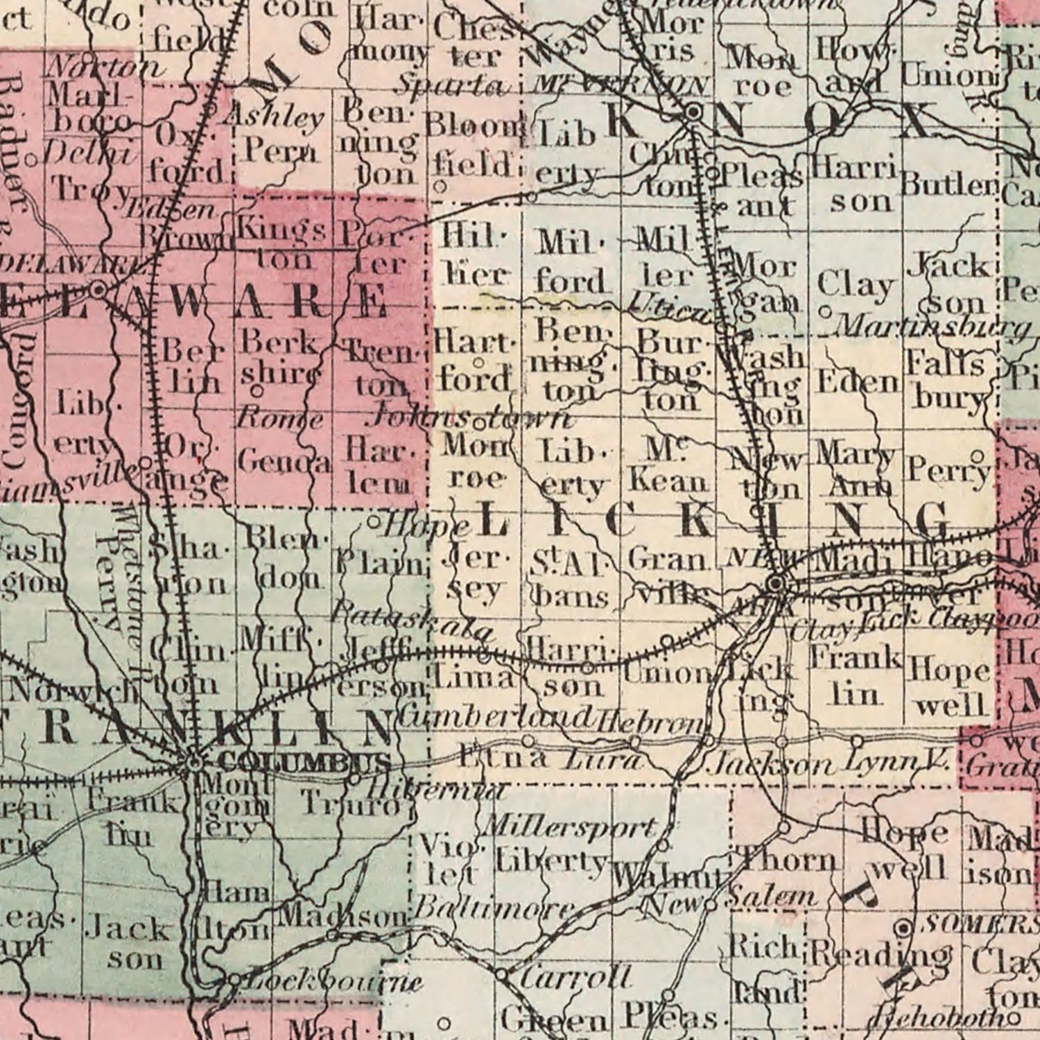 Vintage Map of Ohio 1861