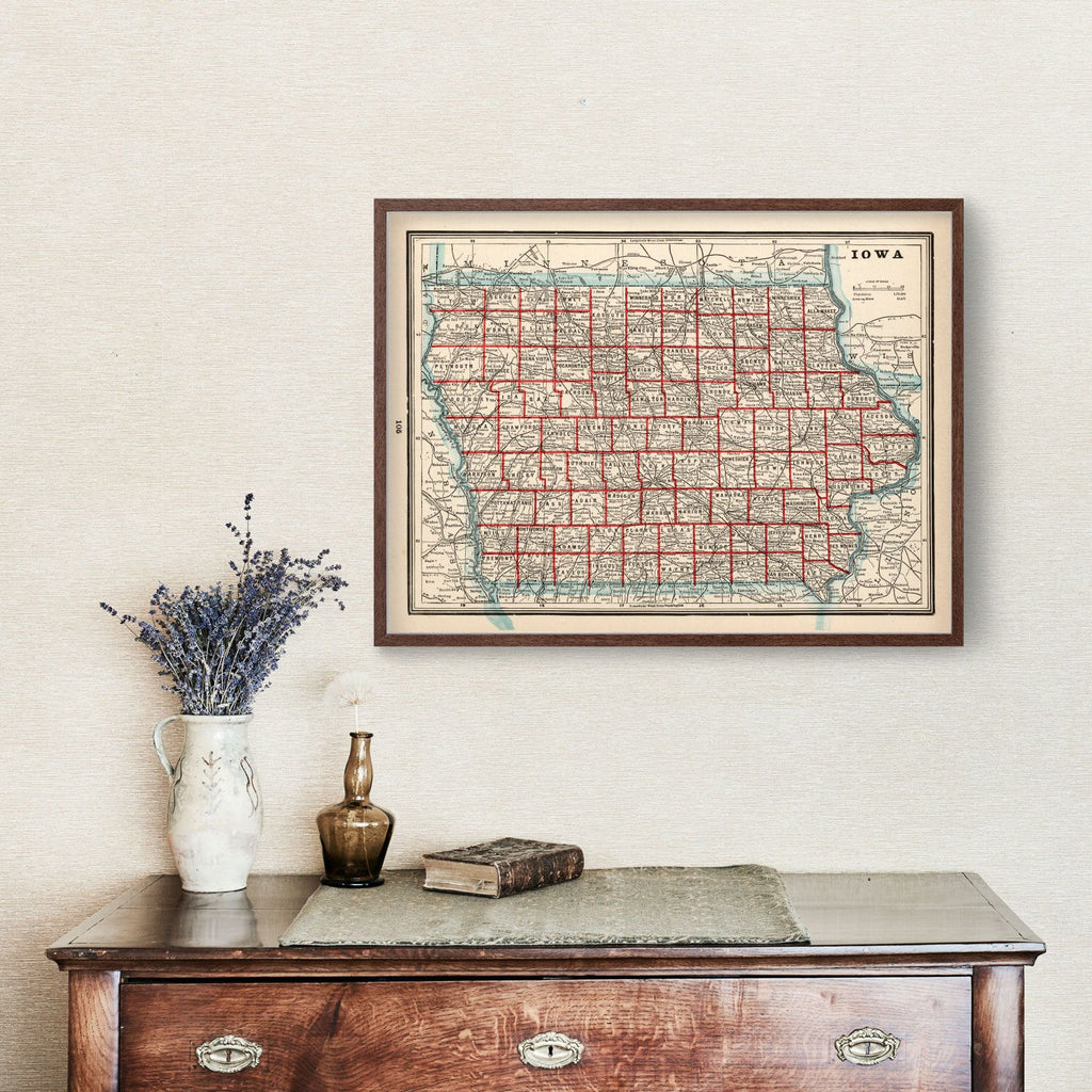Vintage Map of Iowa 1893