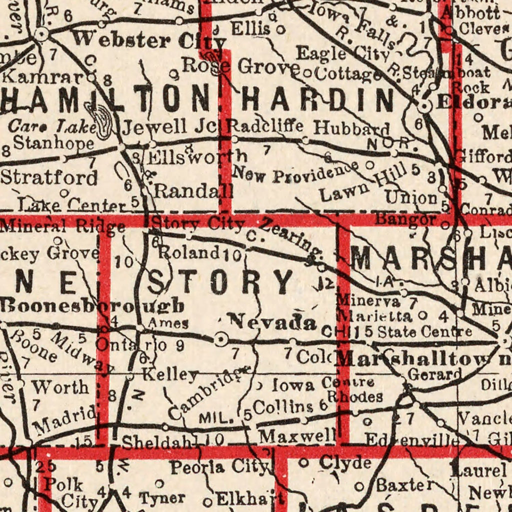 Vintage Map of Iowa 1893