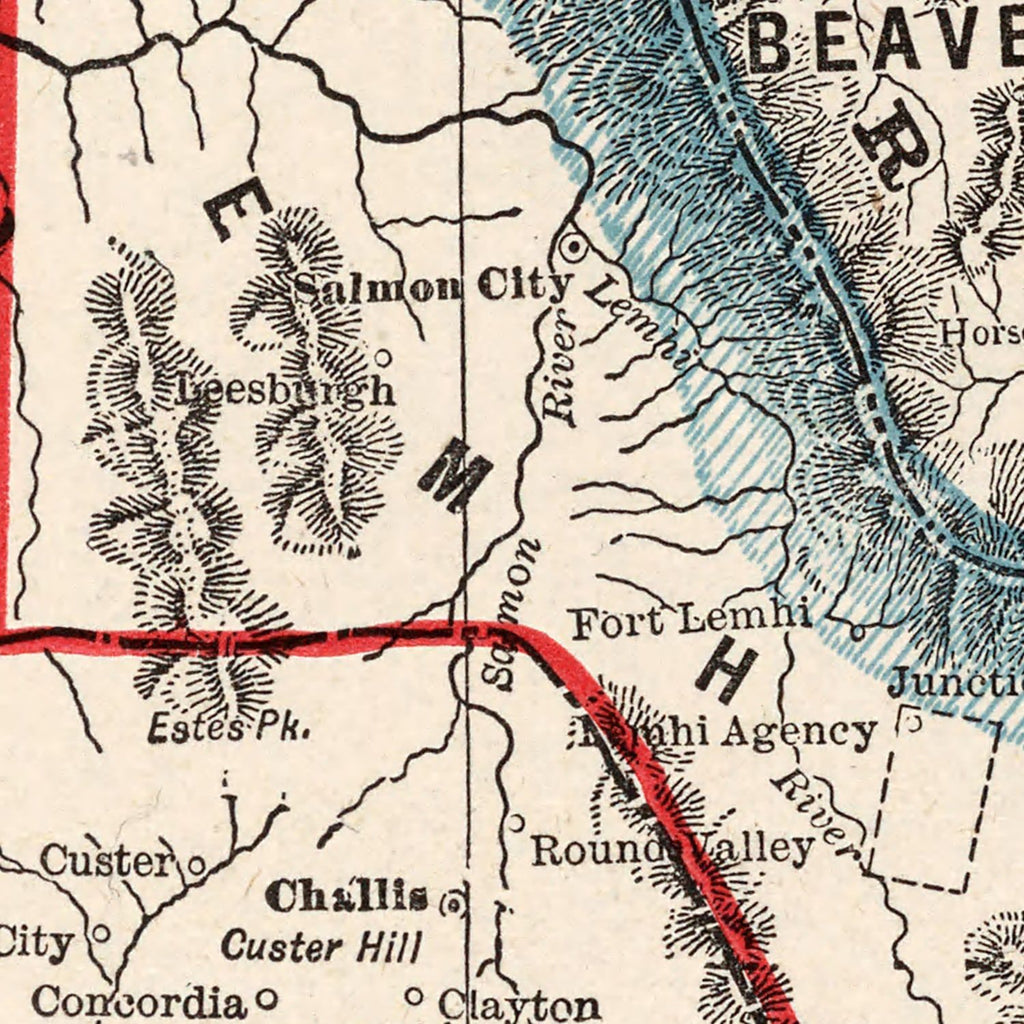 Vintage Map of Idaho 1893