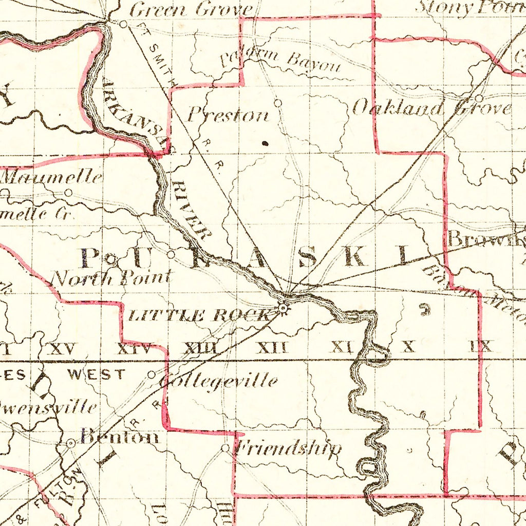 Vintage Map of Arkansas 1855