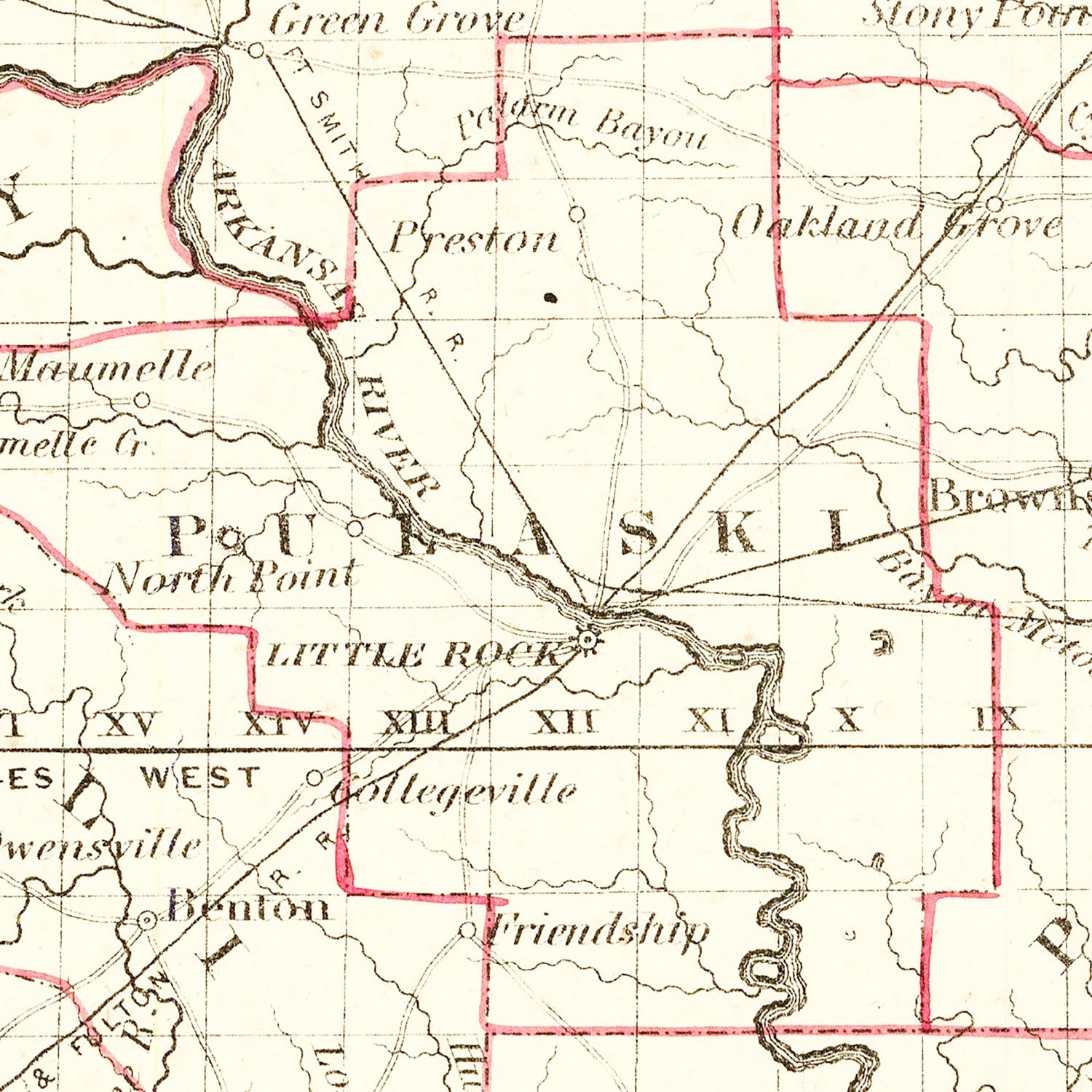 Vintage Map of Arkansas 1855