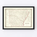 Vintage Map of Arkansas 1855