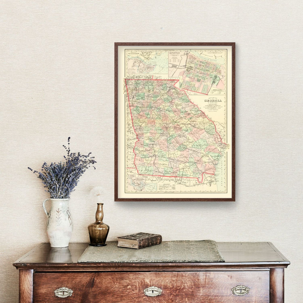 Vintage Map of Georgia 1876