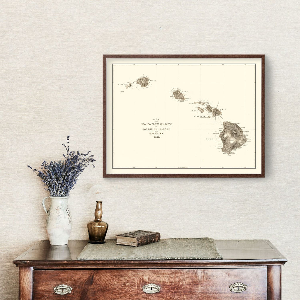 Vintage Map of Hawaii 1845