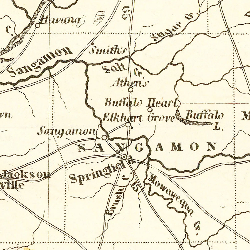 Vintage Map of Illinois 1845