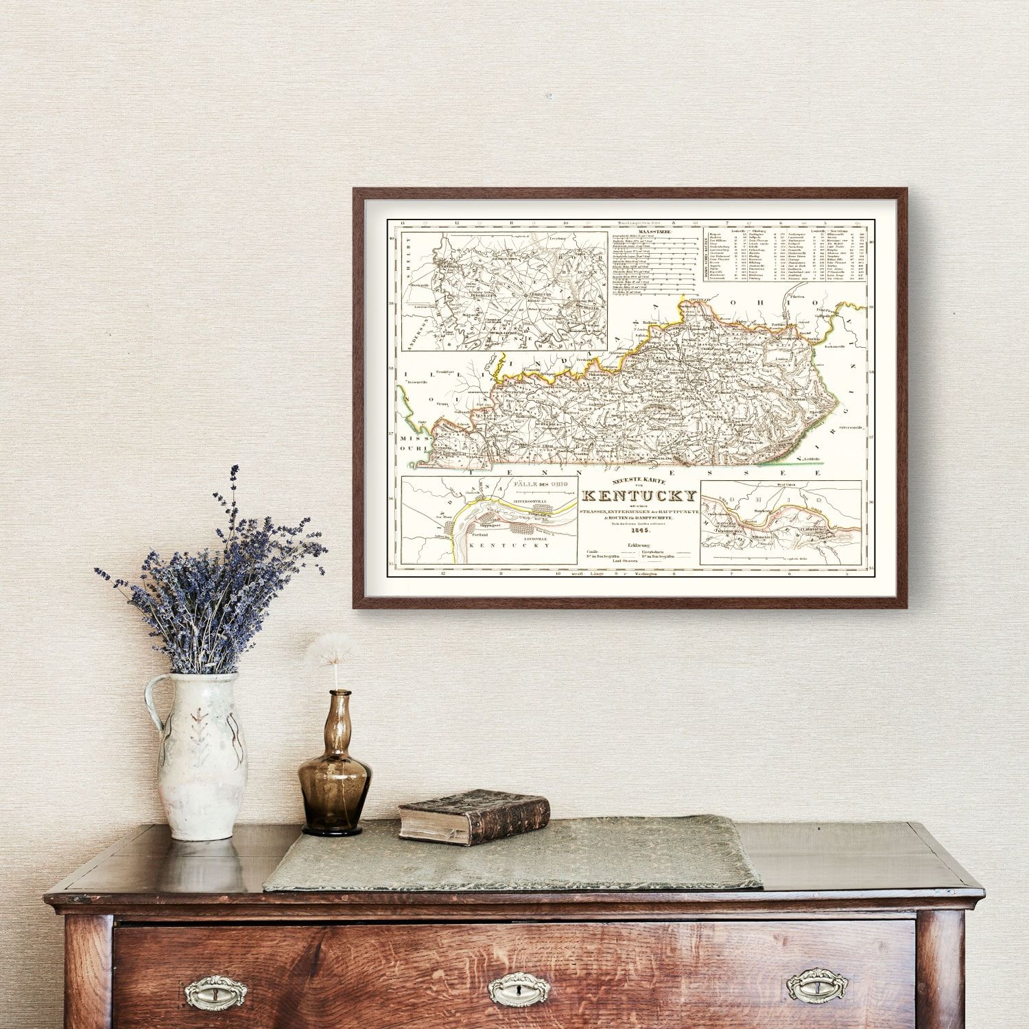 Vintage Map of Kentucky 1845