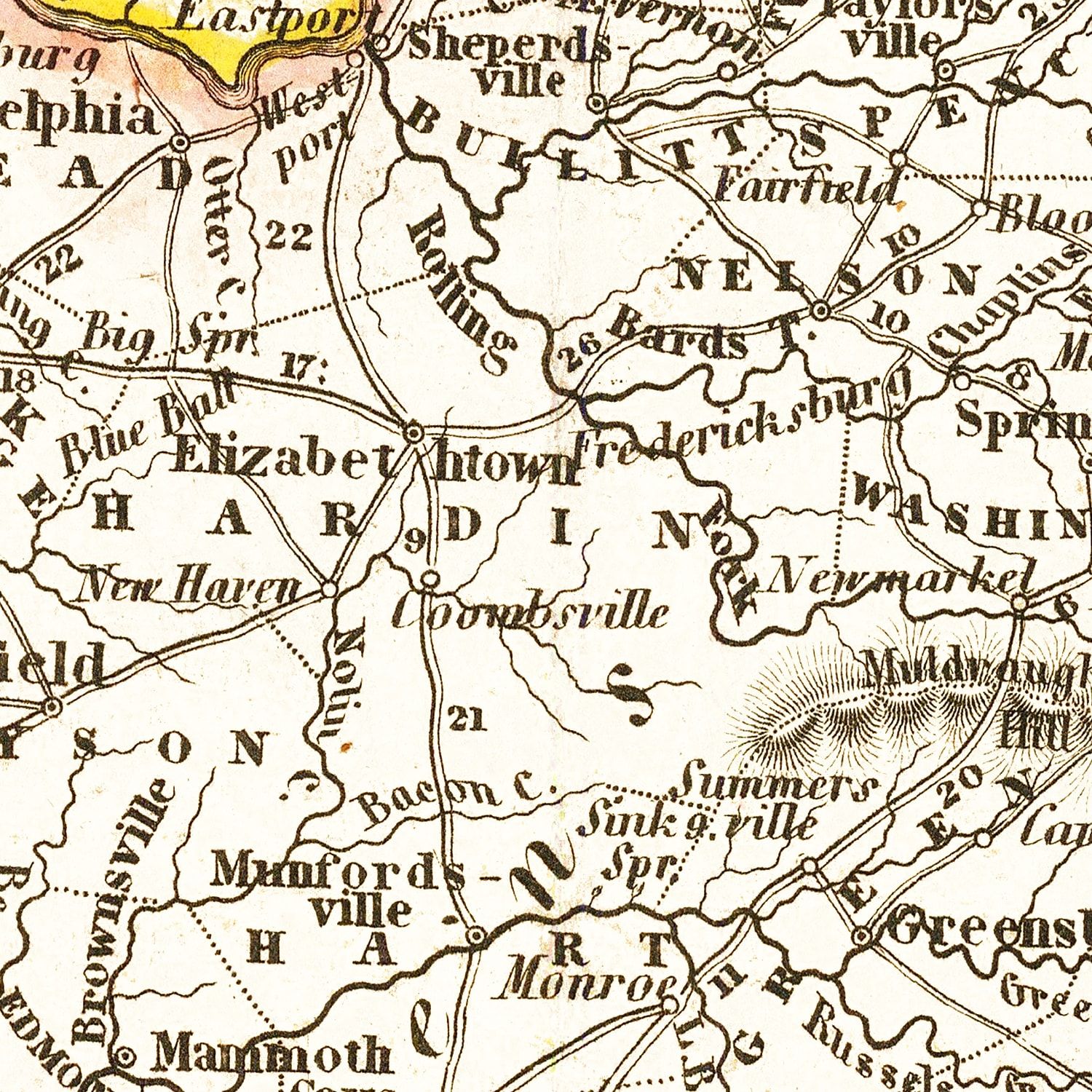 Vintage Map of Kentucky 1845