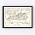 Vintage Map of Kentucky 1845