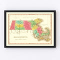 Vintage Map of Massachusetts 1826