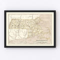 Vintage Map of Massachusetts 1842