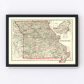 Vintage Map of Missouri 1875