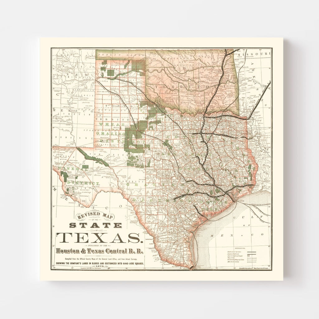 Vintage Map of Texas 1877