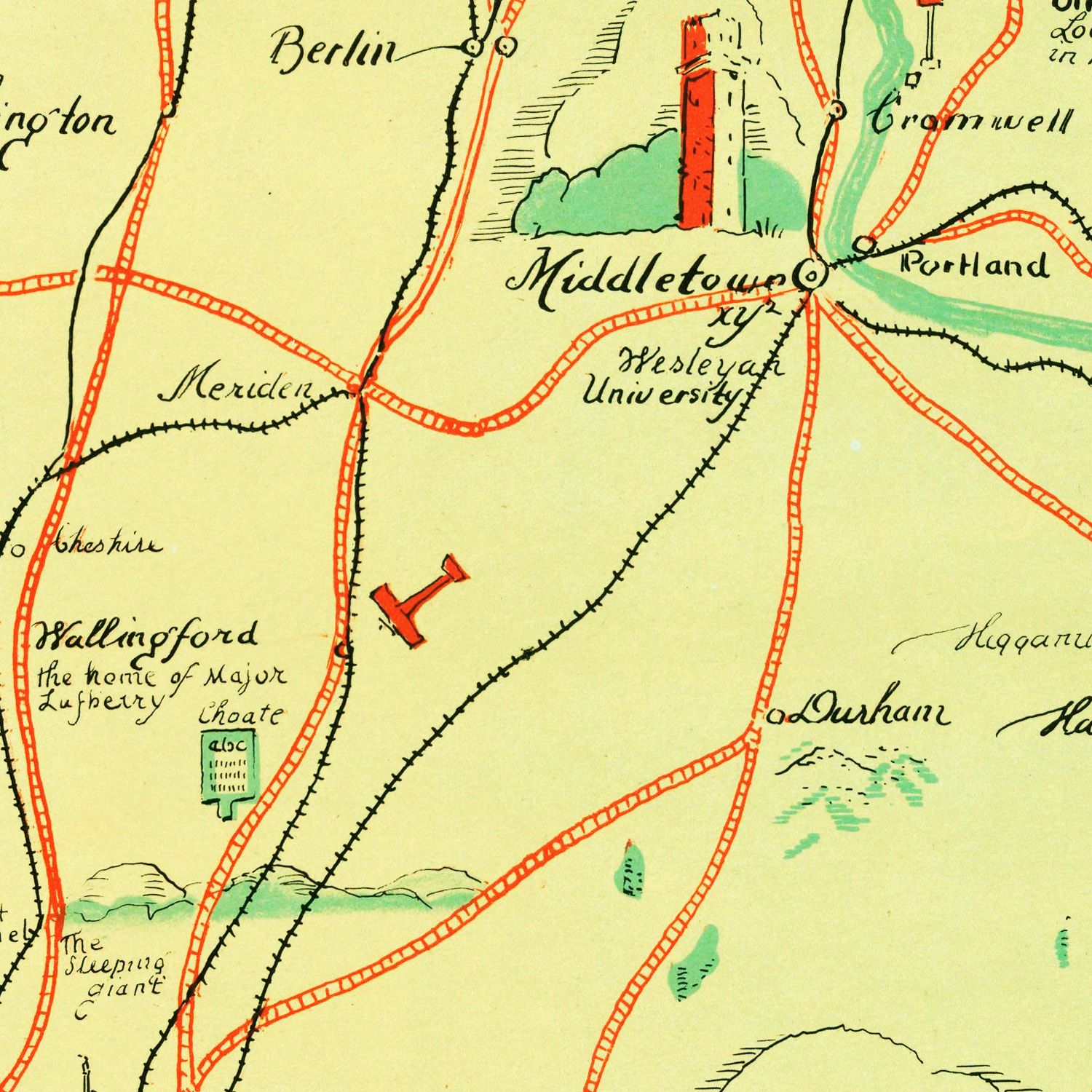 Vintage Map of Connecticut 1926