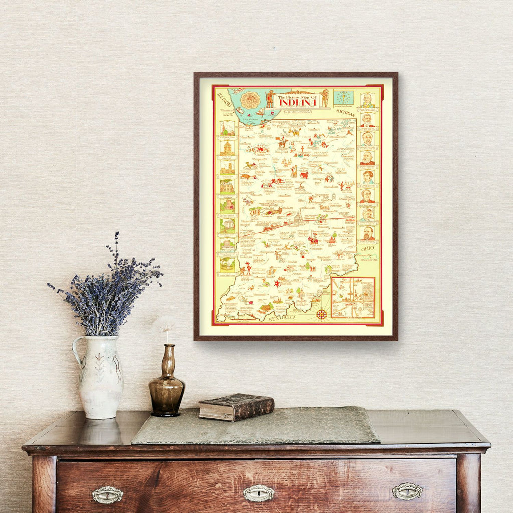 Vintage Map of Indiana 1932