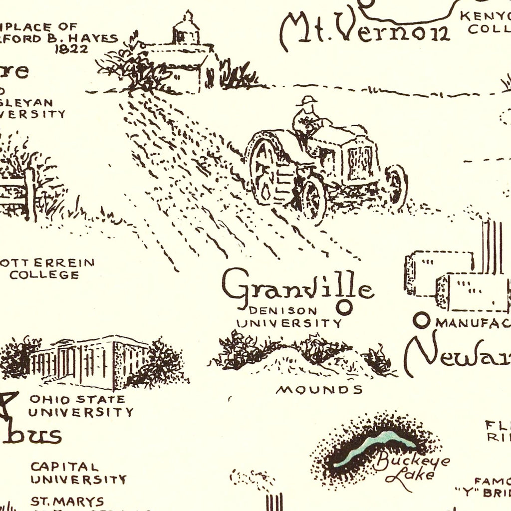 Vintage Map of Ohio 1940