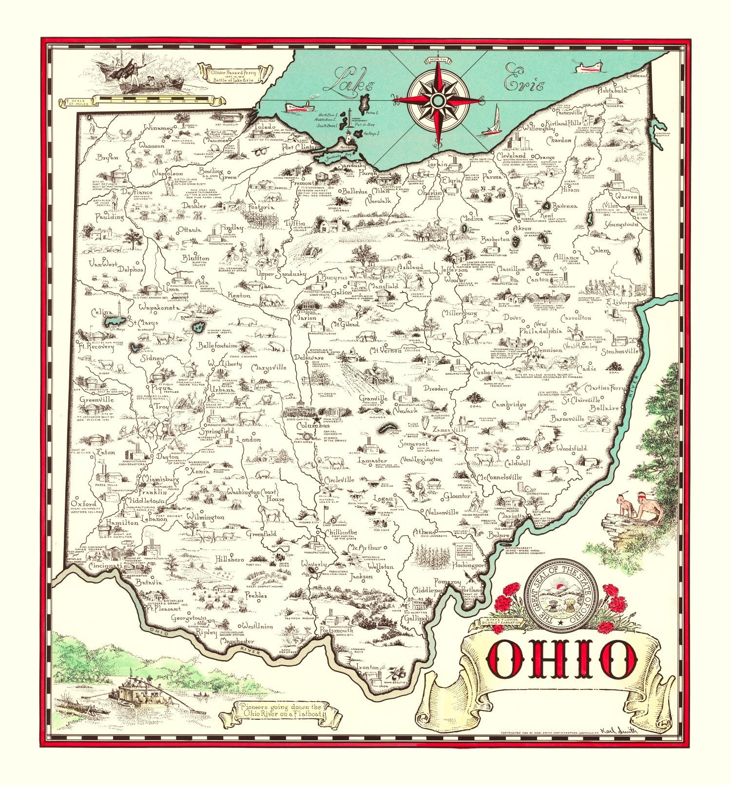 Vintage Map of Ohio 1940