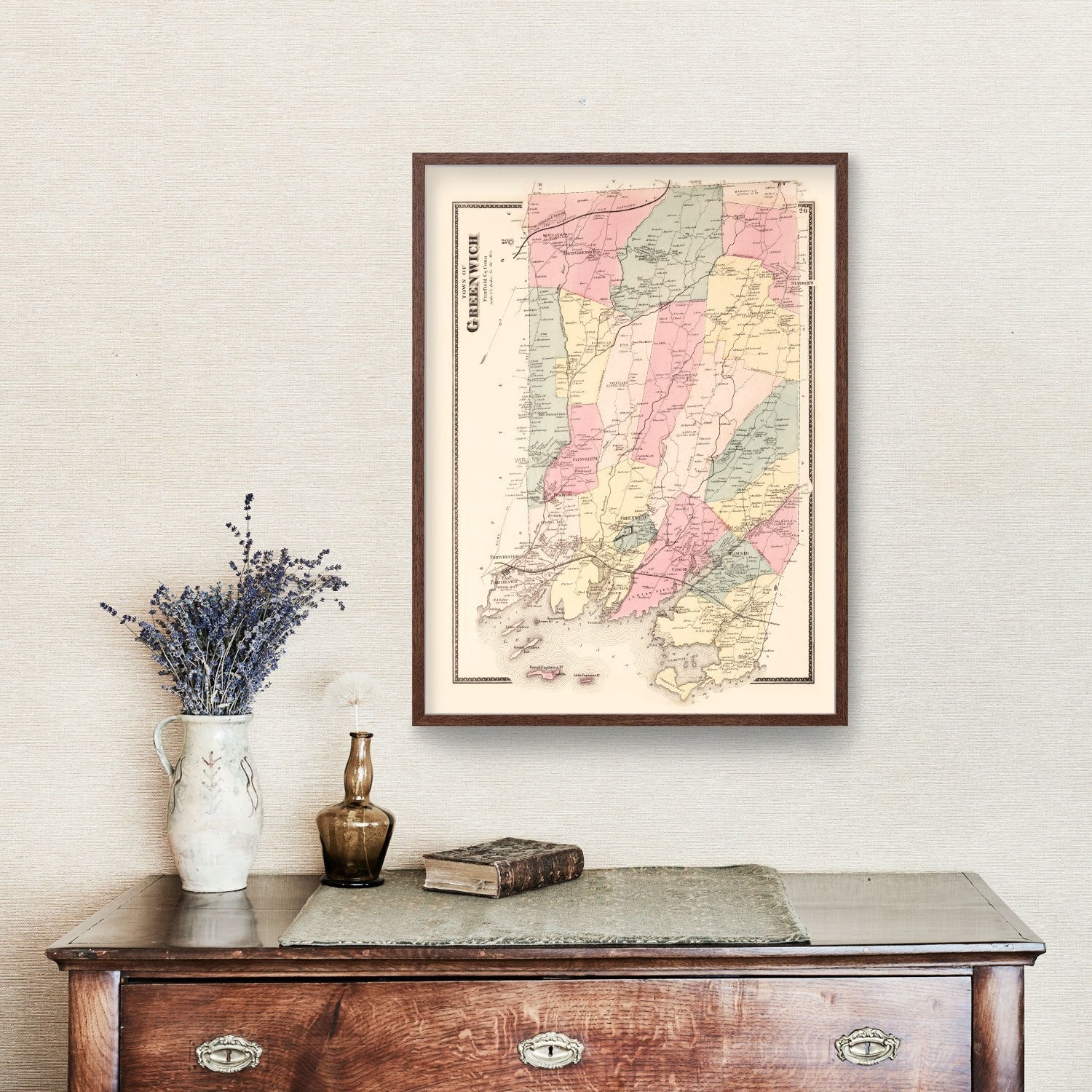 Vintage Map of Greenwich, Connecticut 1867