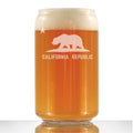 California Flag Beer Can Pint Glass - State Themed Drinking Decor and Gifts for Californian Women & Men - 16 Oz Glasses