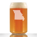 Missouri State Outline Beer Can Pint Glass - State Themed Drinking Decor and Gifts for Missourian Women & Men - 16 Oz Glasses