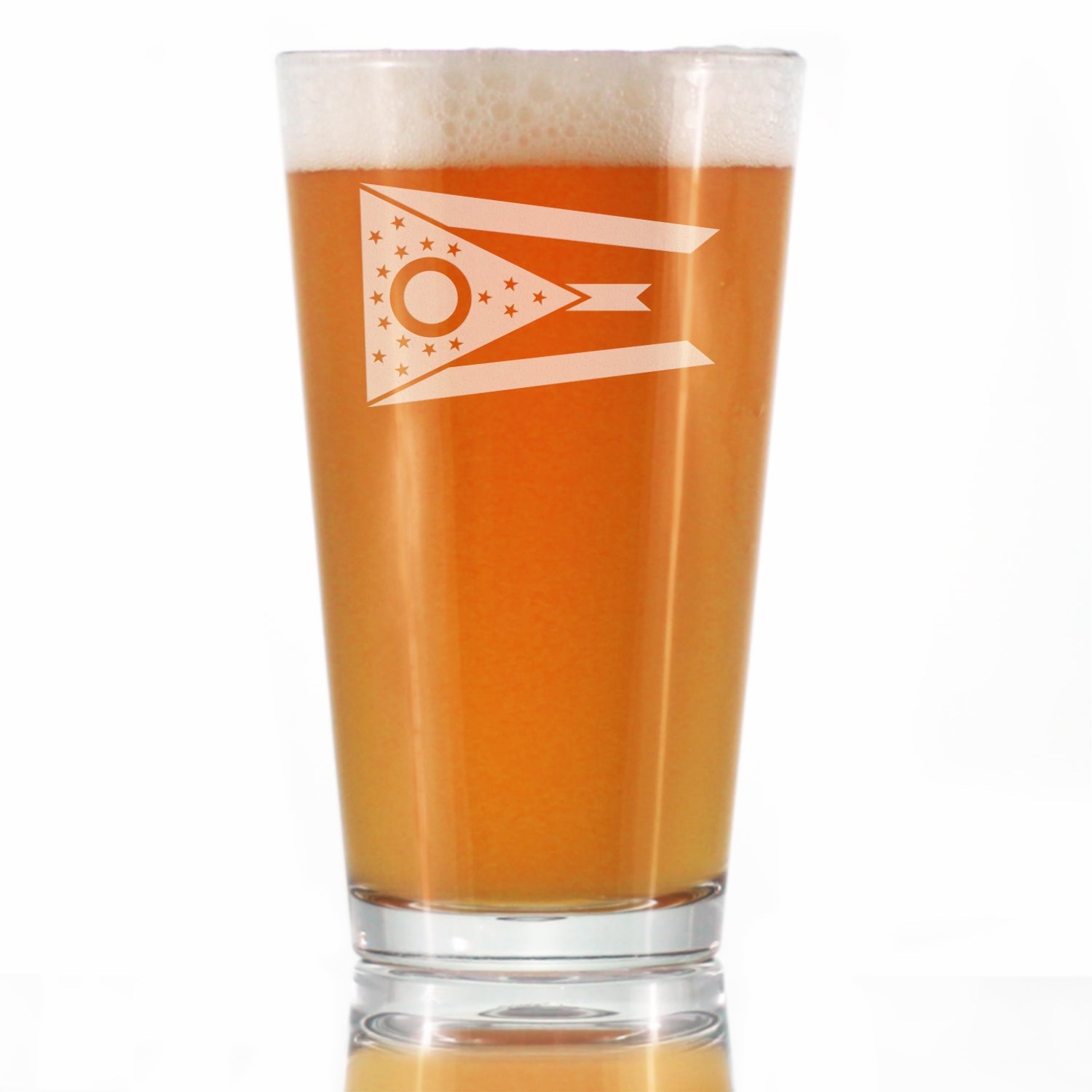 Ohio Flag Pint Glass for Beer - State Themed Drinking Decor and Gifts for Ohioan Women & Men - 16 Oz Glasses